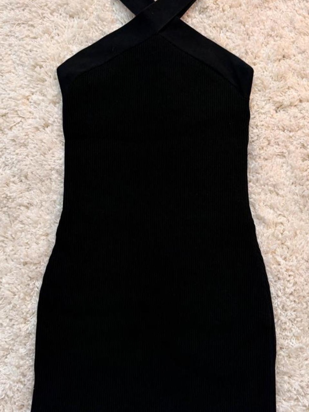 Aritzia Babaton Sculpt Knit Criss Cross Mini Dress Bodycon Badie Black Ribbed S - Picture 3 of 5